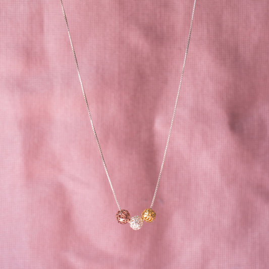 Set Tres Esferas Mini - Collar, Aretes y Pulsera en Filigrana