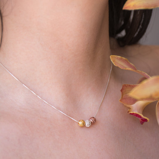 Set Tres Esferas Mini - Aretes y Collar en Filigrana