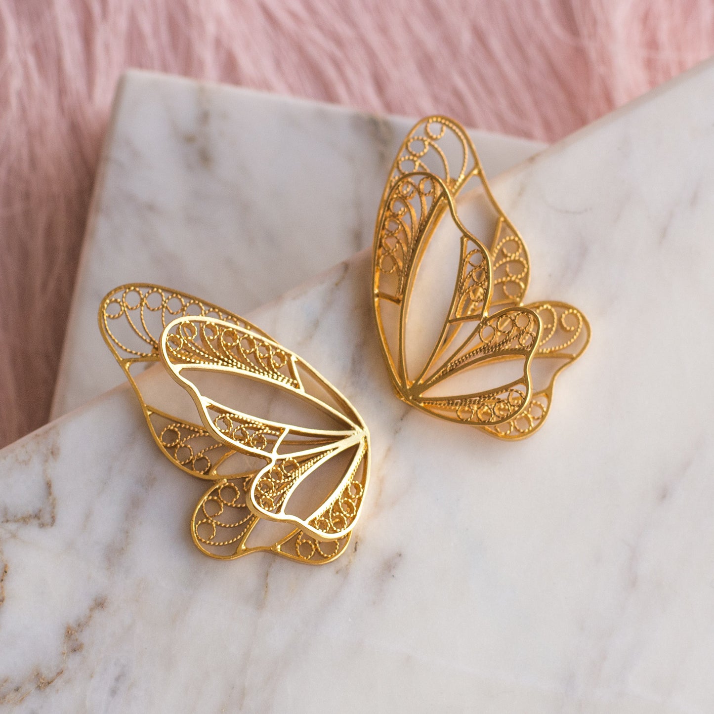 Aretes Mariposa Doble en Filigrana