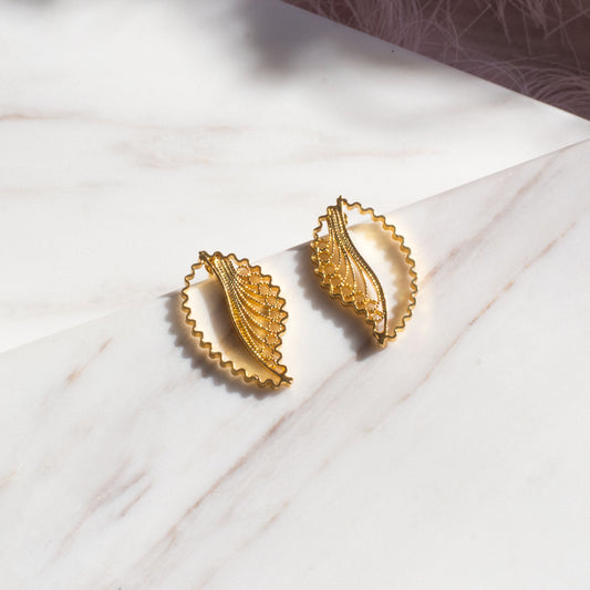 Aretes Topos en filigrana momposina elaborados en plata con chapado en oro de 24