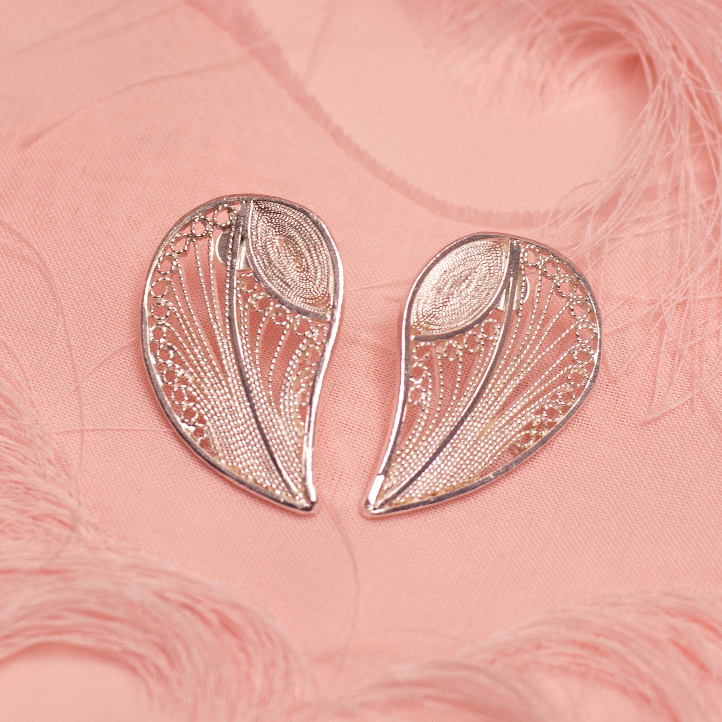 Aretes Topo Hoja Gota en Filigrana