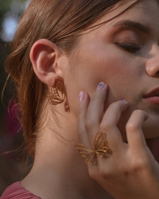 Aretes Mariposa Doble en Filigrana