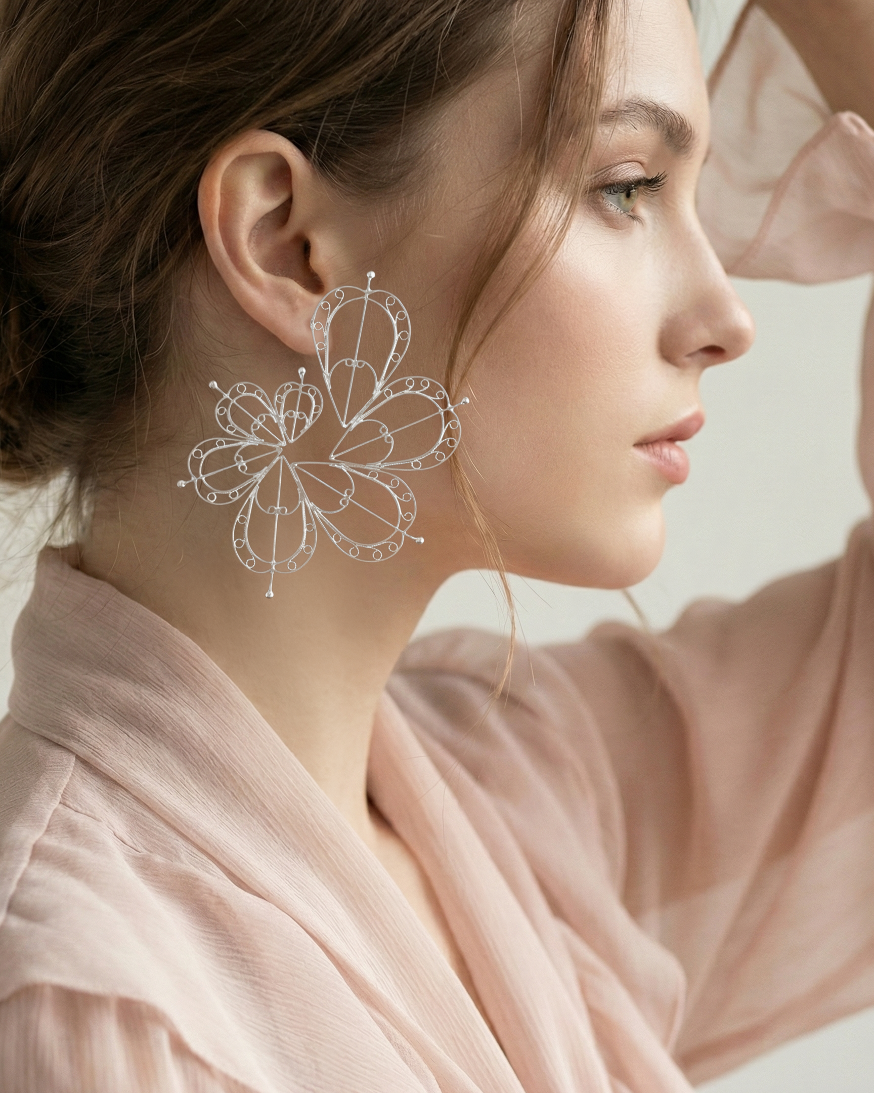 Aretes Candonga Espiral Latido en Filigrana