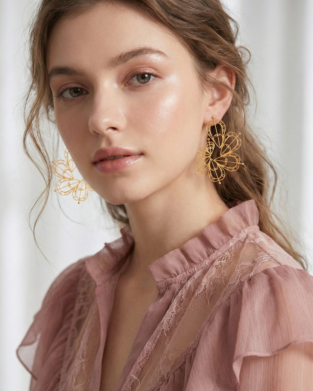 Pendientes botón Espiral Latido en Filigrana de Mompox