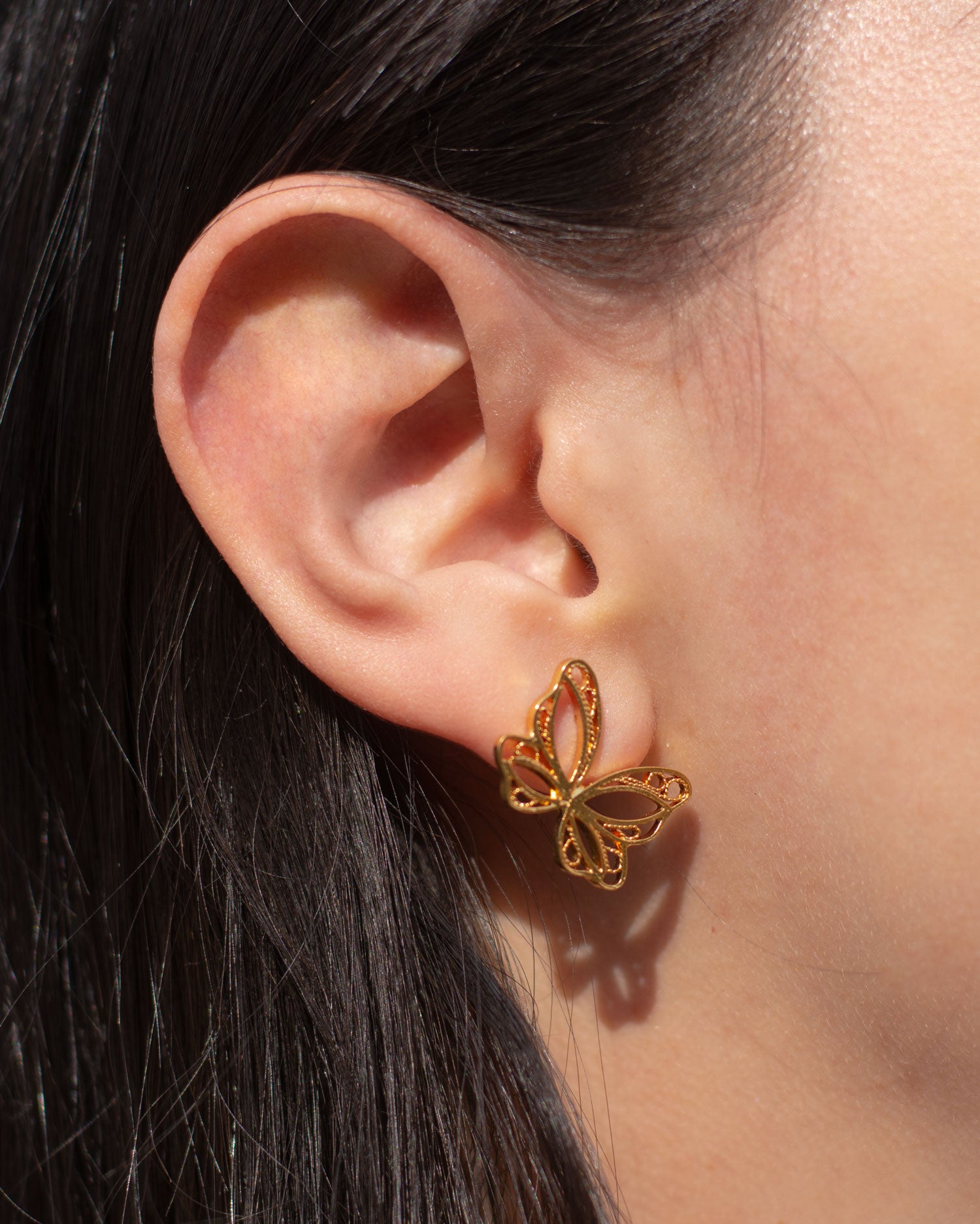 Aretes Topos Mini Mariposa en Filigrana