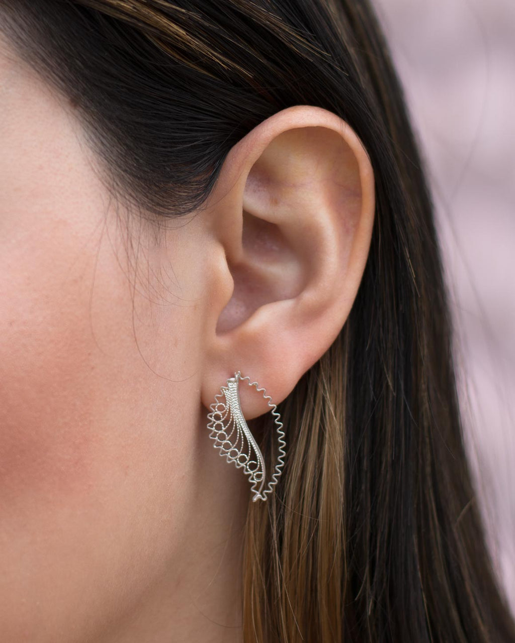 Aretes Topos en filigrana momposina elaborados en plata