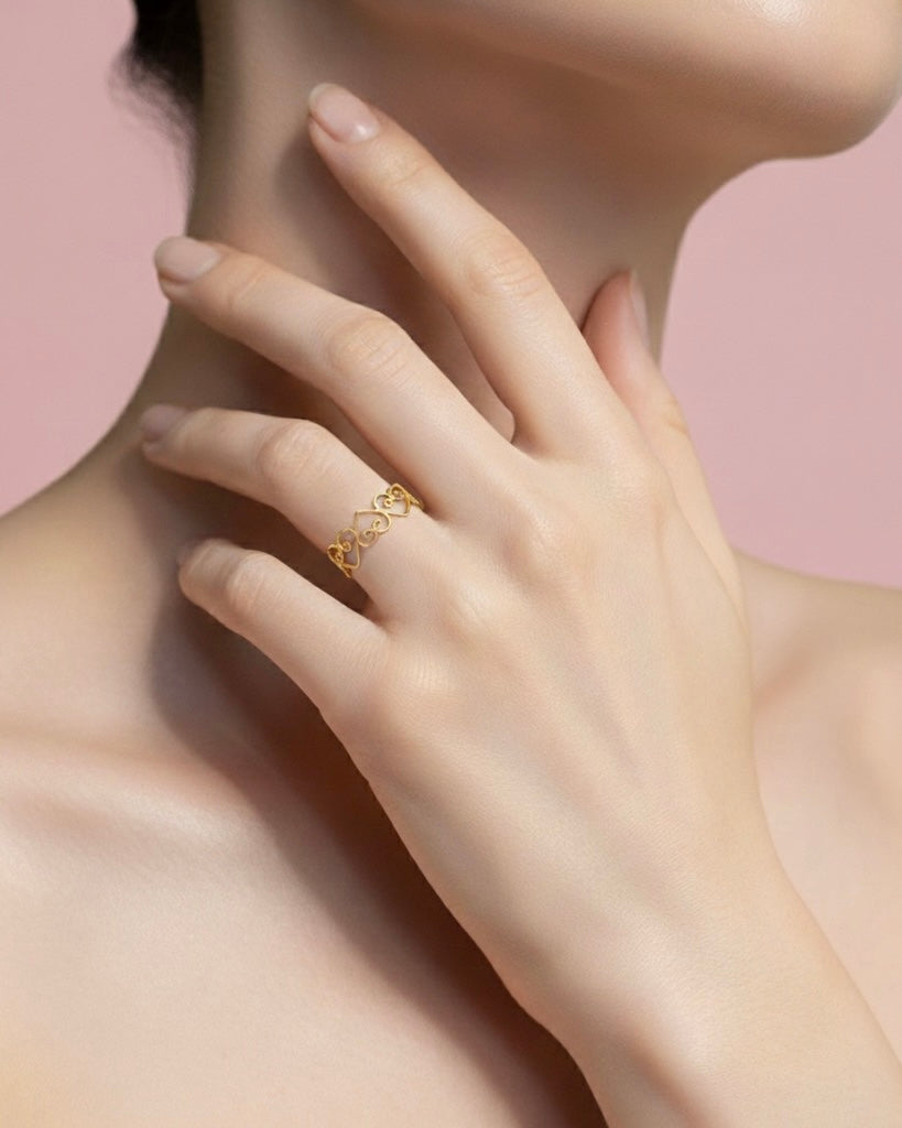 Anillo Corazones en Filigrana