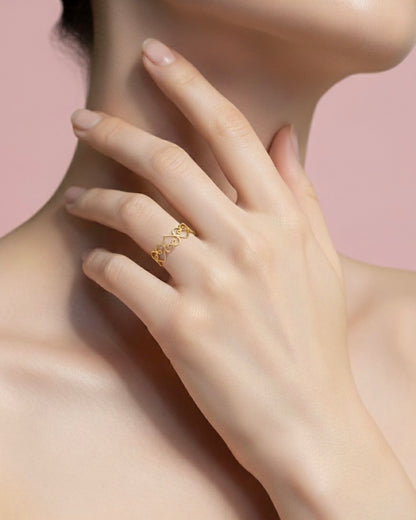 Anillo Corazones en Filigrana