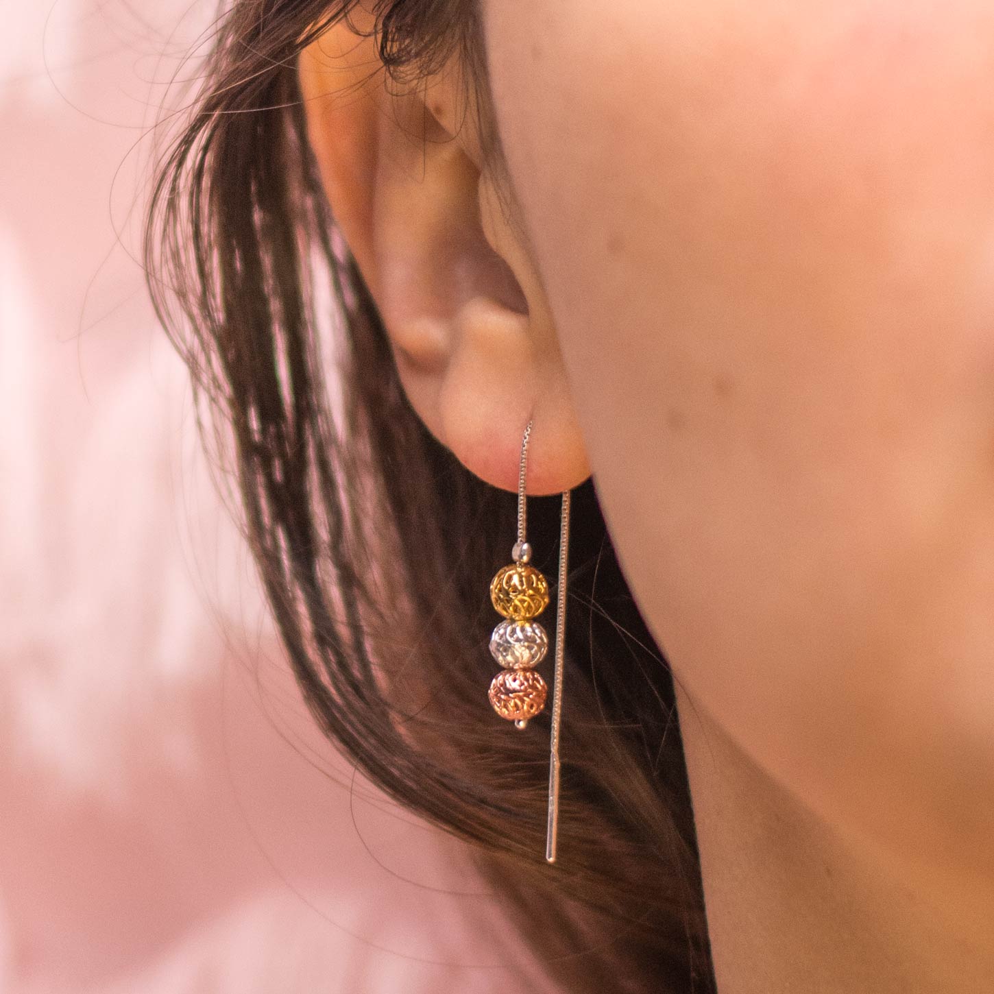 Set Tres Esferas Mini - Aretes y Collar en Filigrana