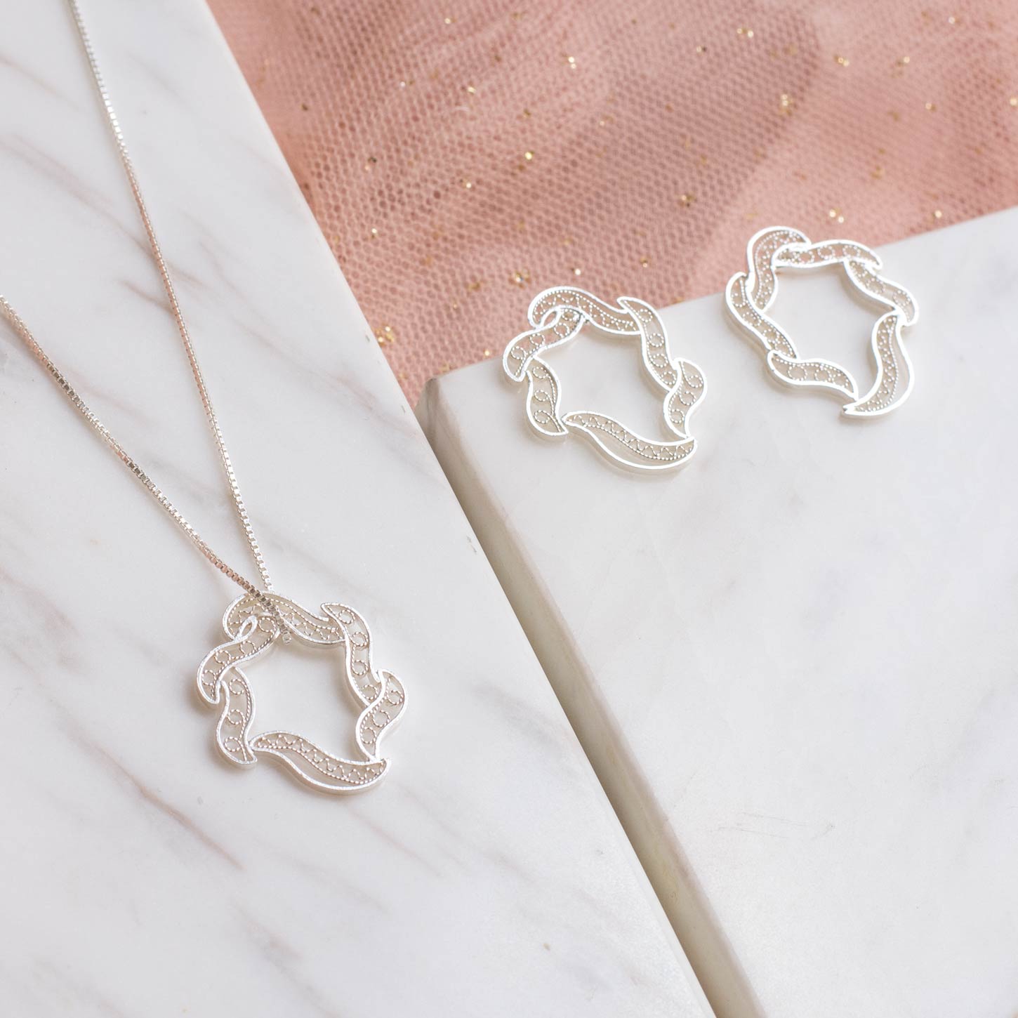 Set Elie - Aretes y Collar en Filigrana