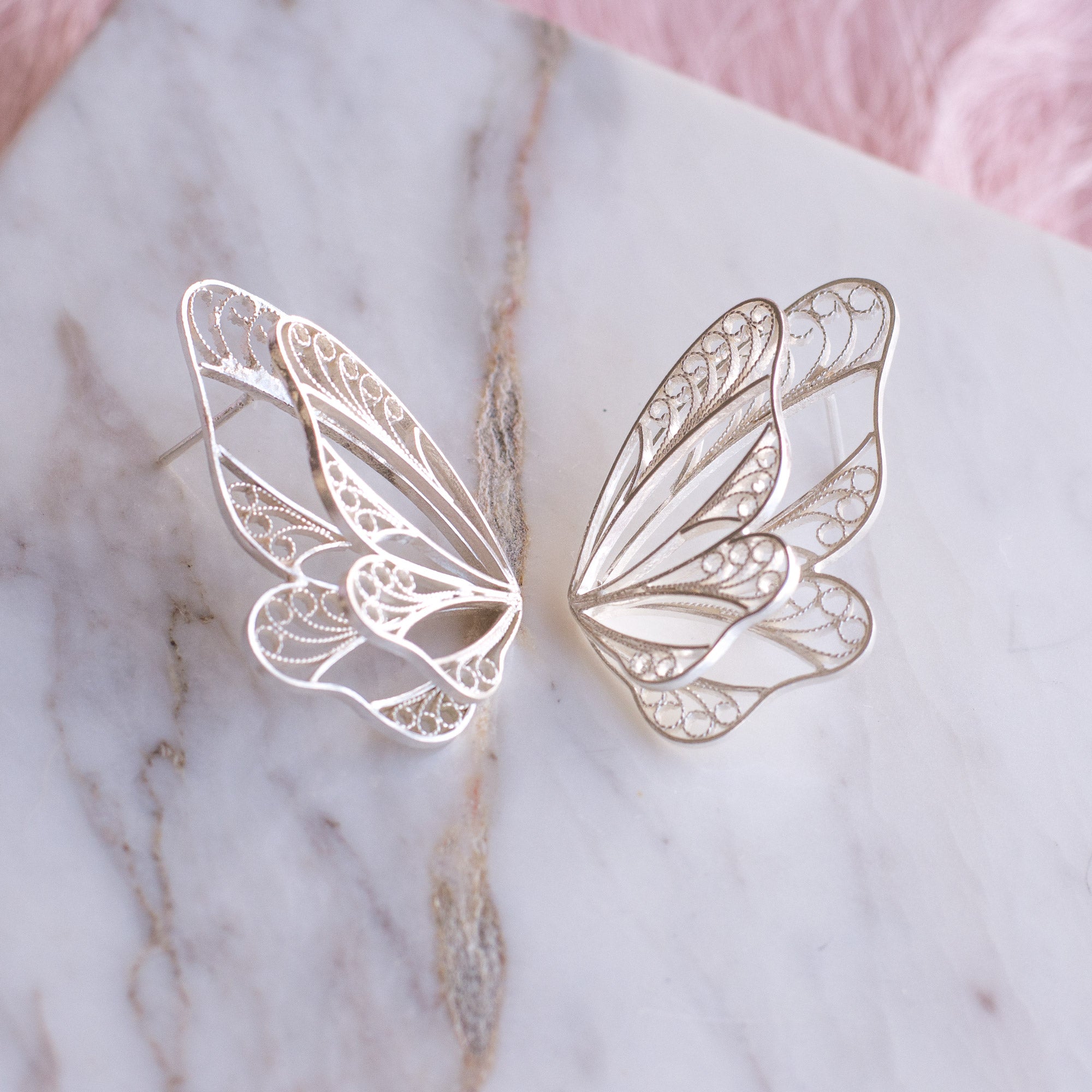 Aretes Mariposa Doble en Filigrana