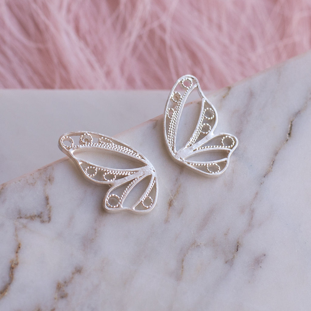 Aretes Topos Media Mariposa en Filigrana