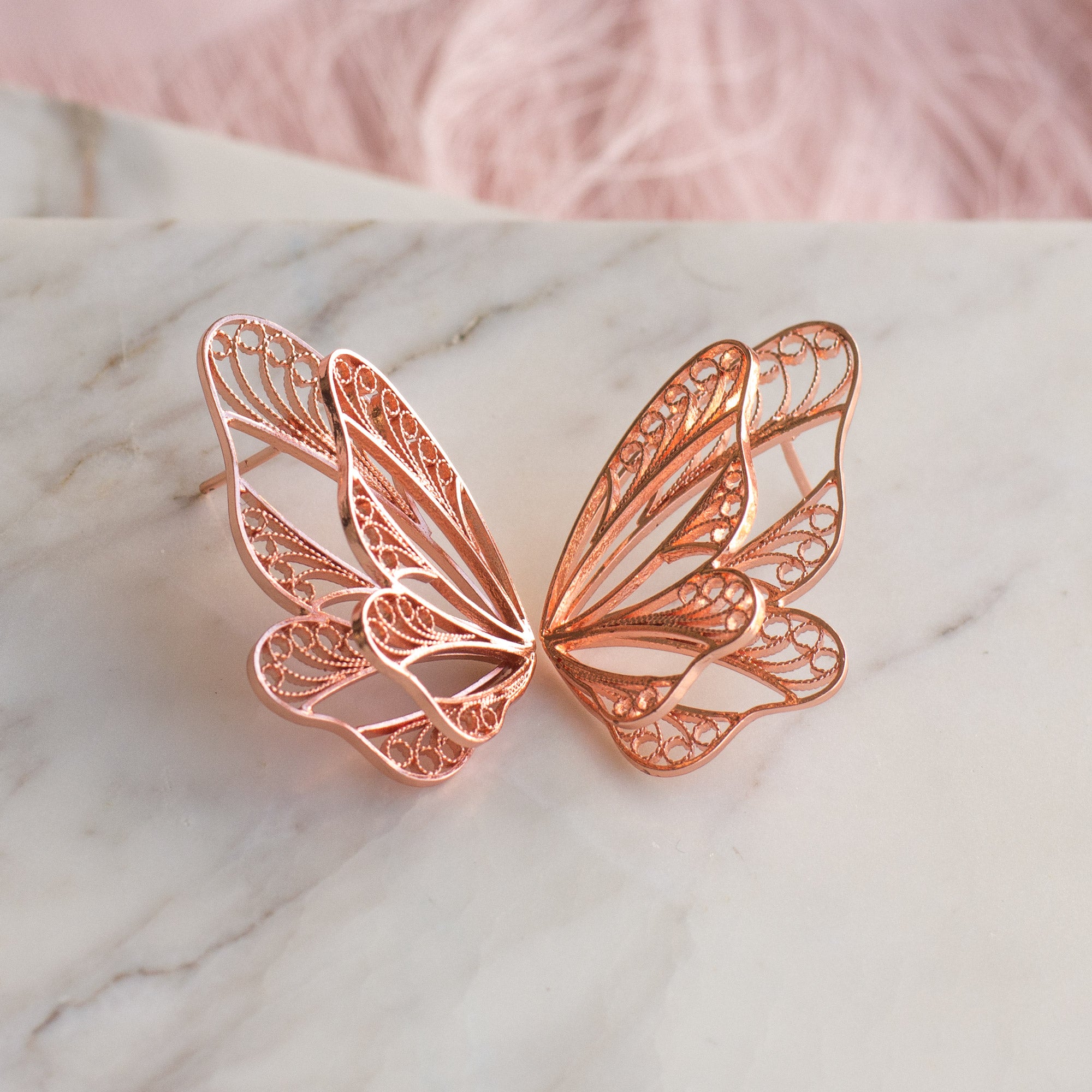 Aretes Mariposa Doble en Filigrana