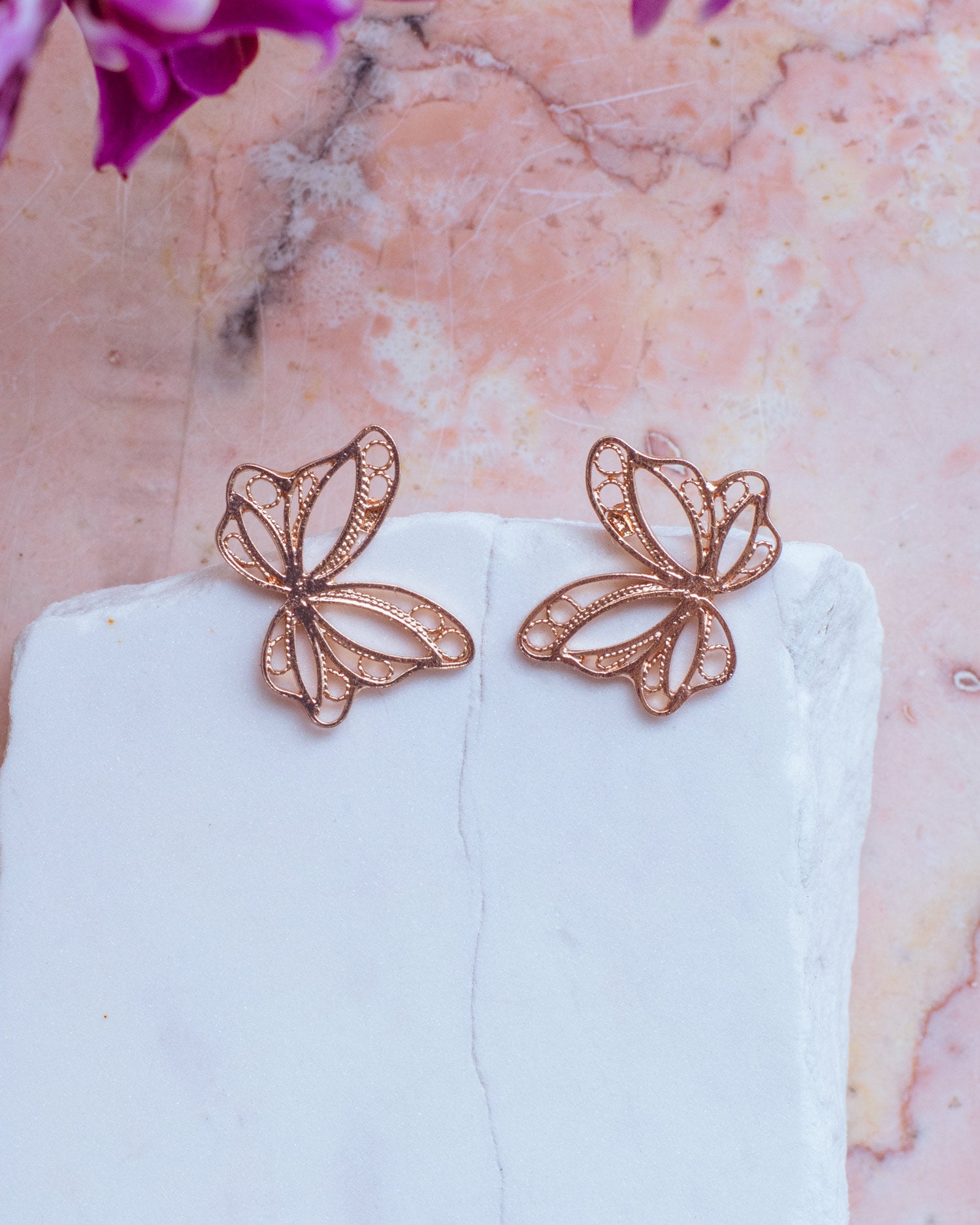 Aretes Topos Mini Mariposa en Filigrana