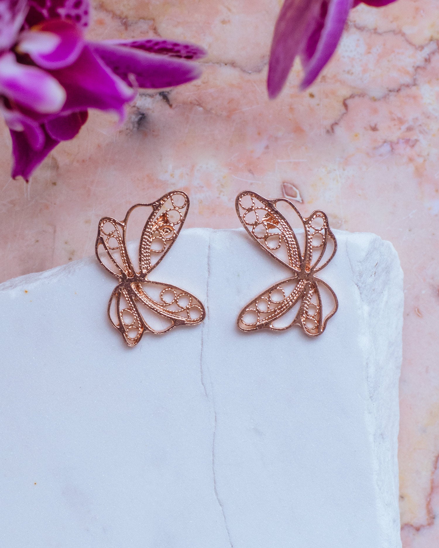 Aretes Topos Saty Mariposa en Filigrana