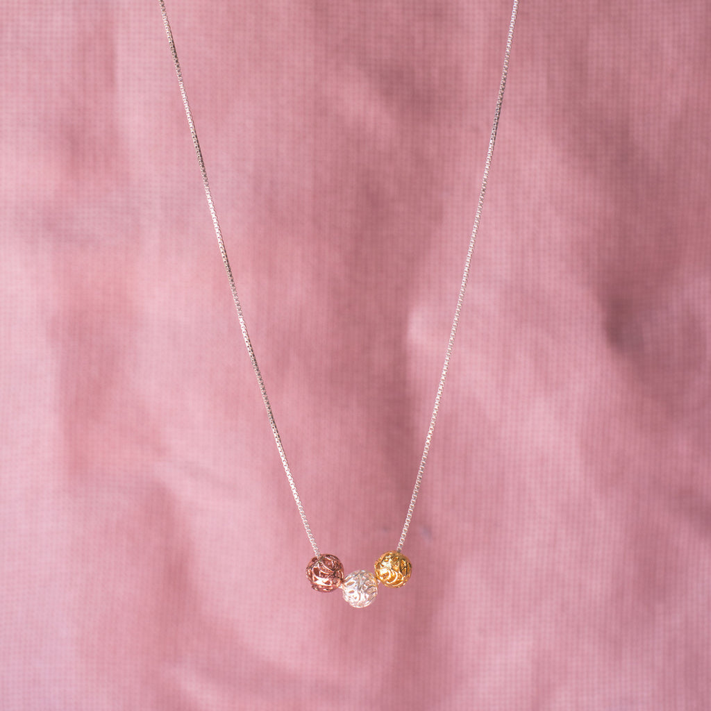 Collar Tres Esferas Mini En Filigrana