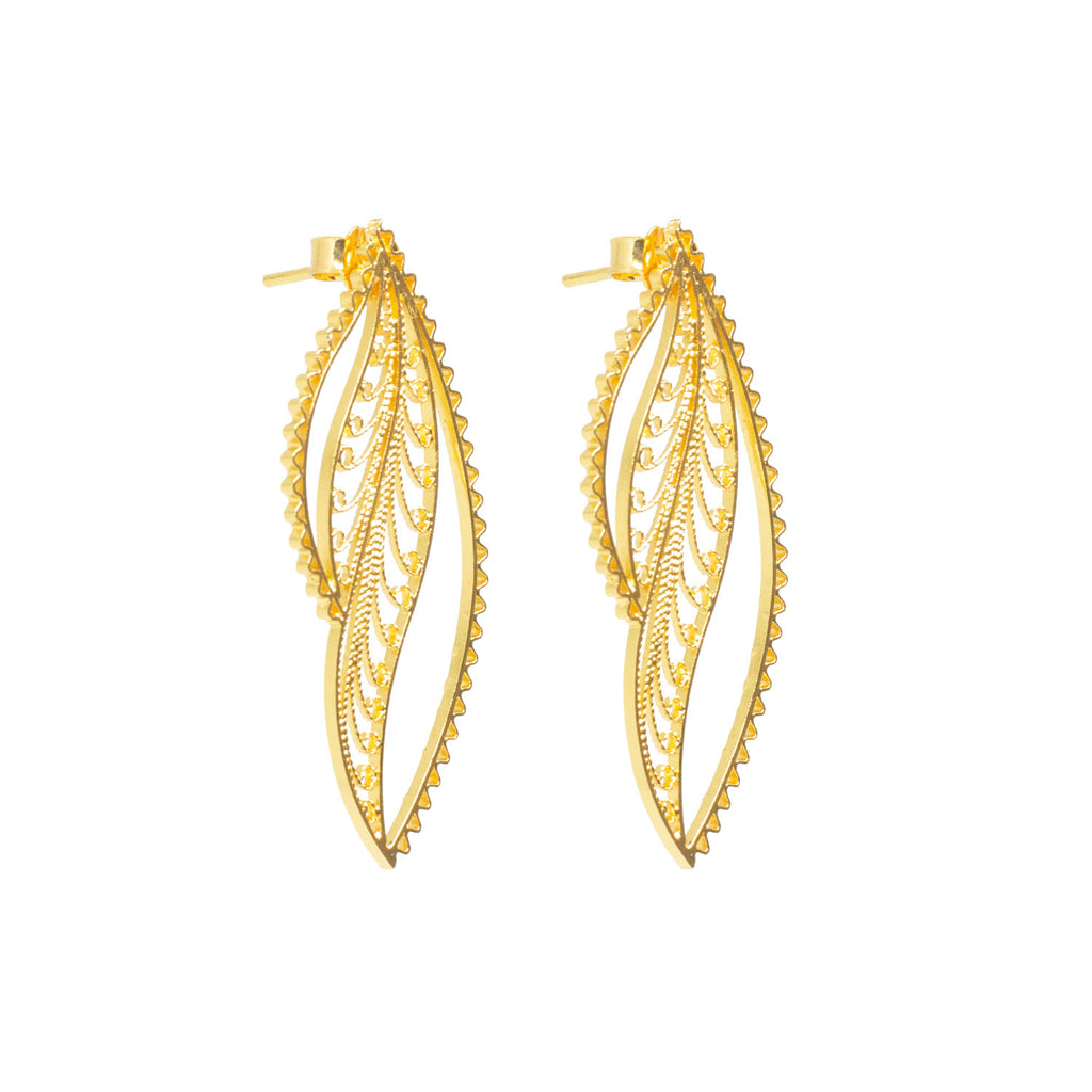 Aretes de Filigrana Momposina en Plata chapados en Oro de 24 kilates. Filigree Jewelry #IAMDAILA