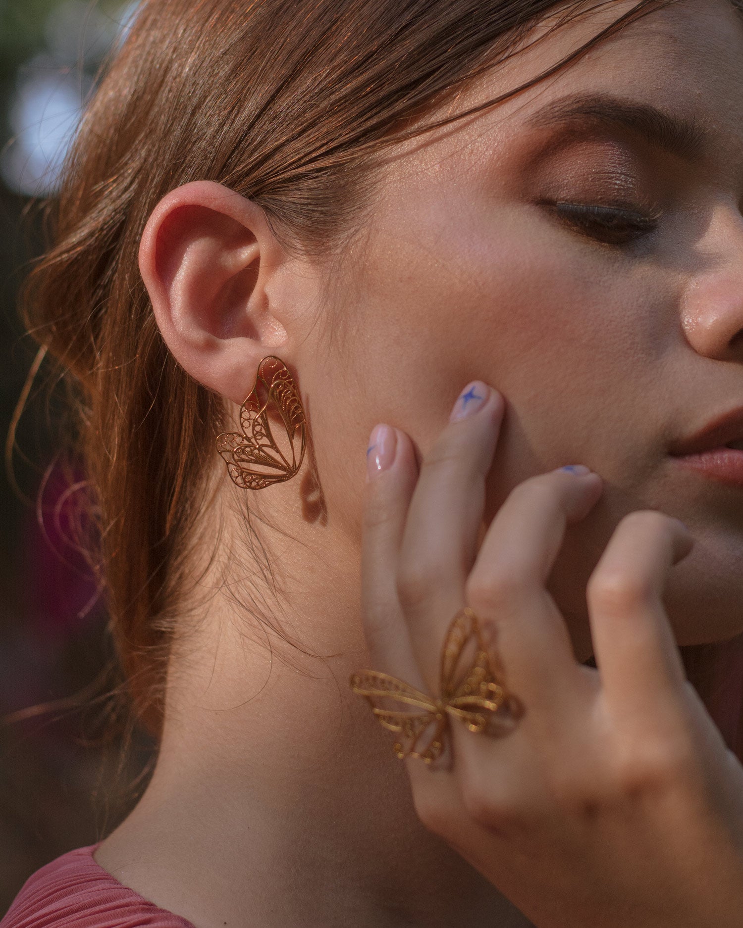 Aretes Mariposa Doble en Filigrana